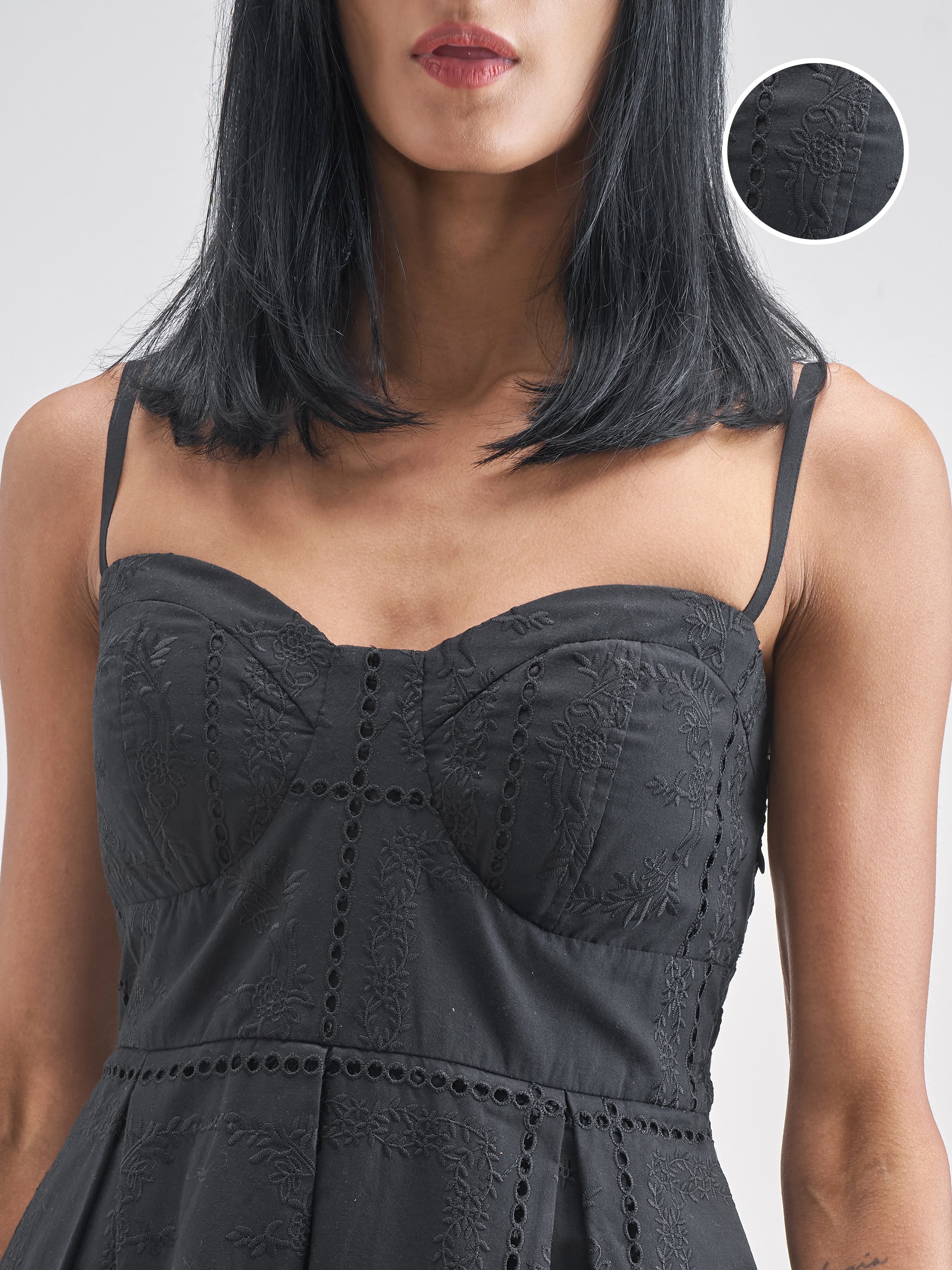 ESPYR By Tokyo Talkies Women Black Embroidered Fit and Flare Dress - Black - Image 5