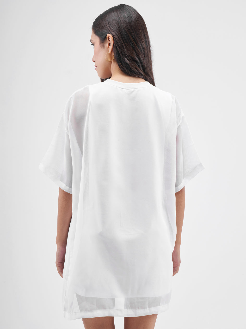 Street By Tokyo Talkies Women White Solid T-Shirt Dress - White - Image 3