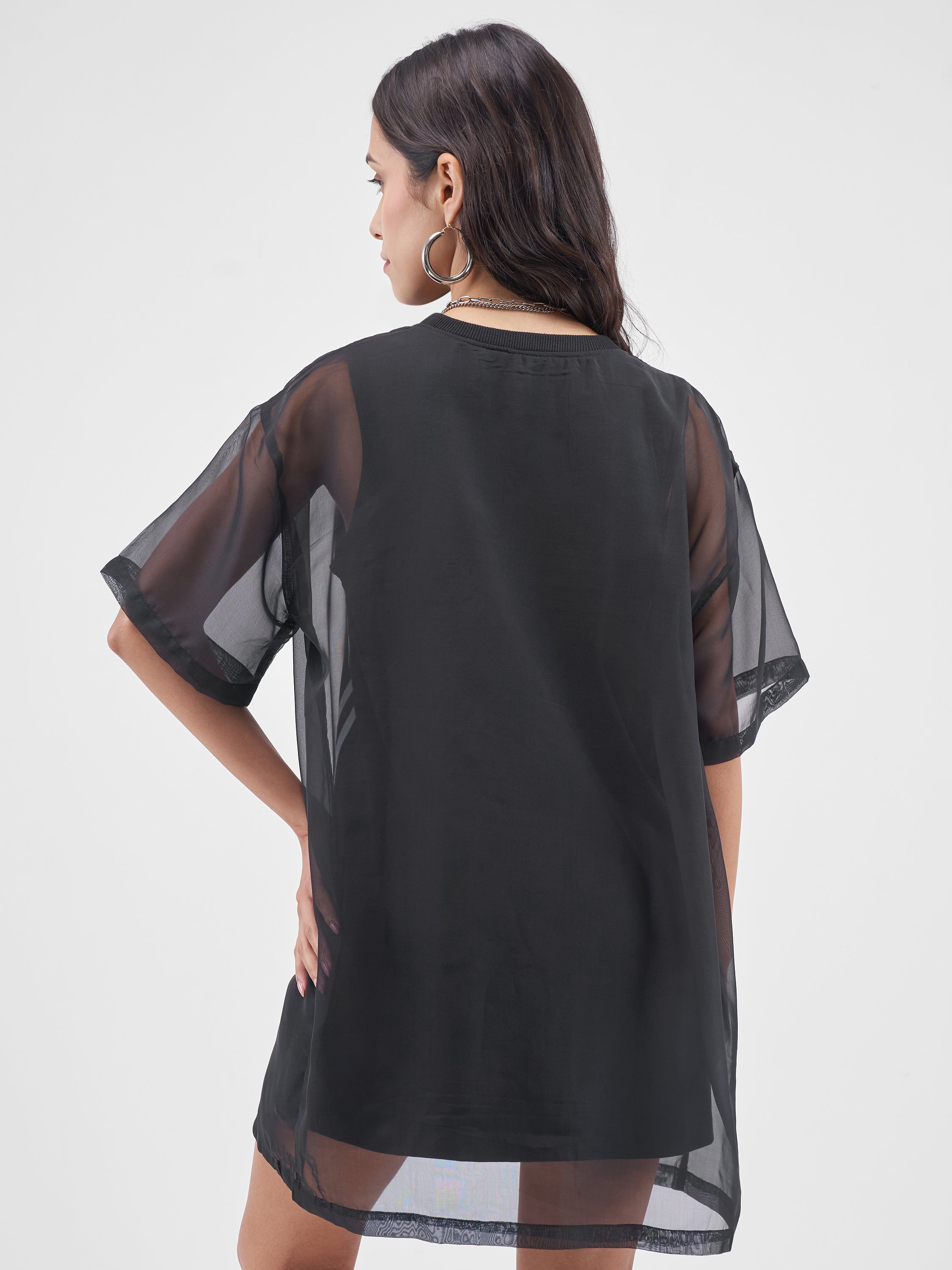 Street By Tokyo Talkies Women Black Solid T-shirt Dress - Black - Image 3