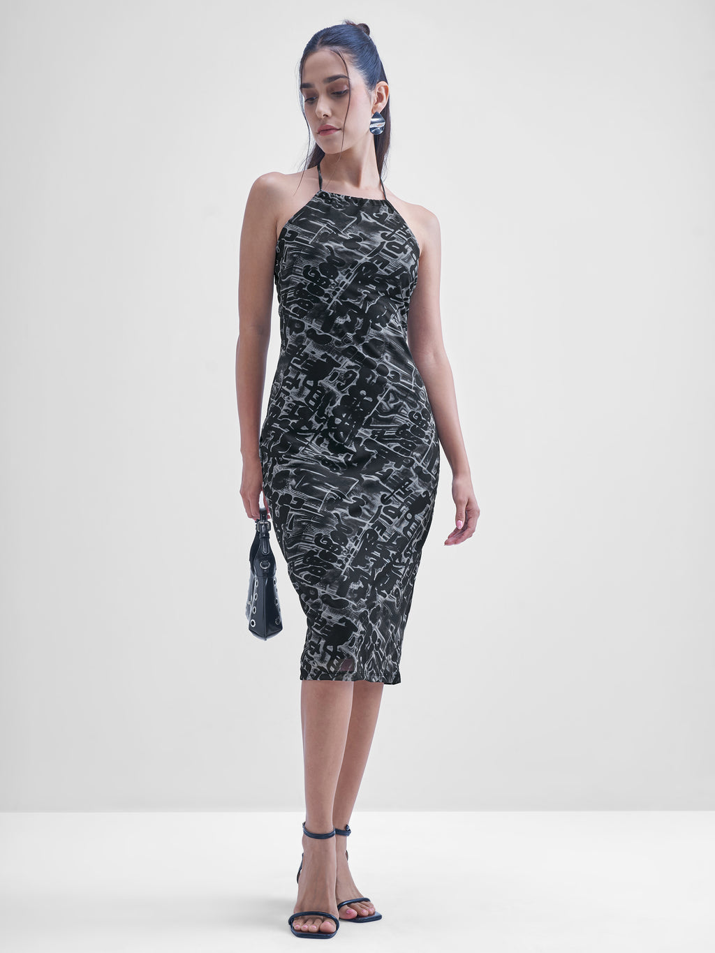 ESPYR By Tokyo Talkies Women Black Printed Bodycon Dress - Black - Image 2