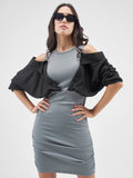 Tokyo Talkies Women Grey Solid Sheath Dress - Grey - Image 1