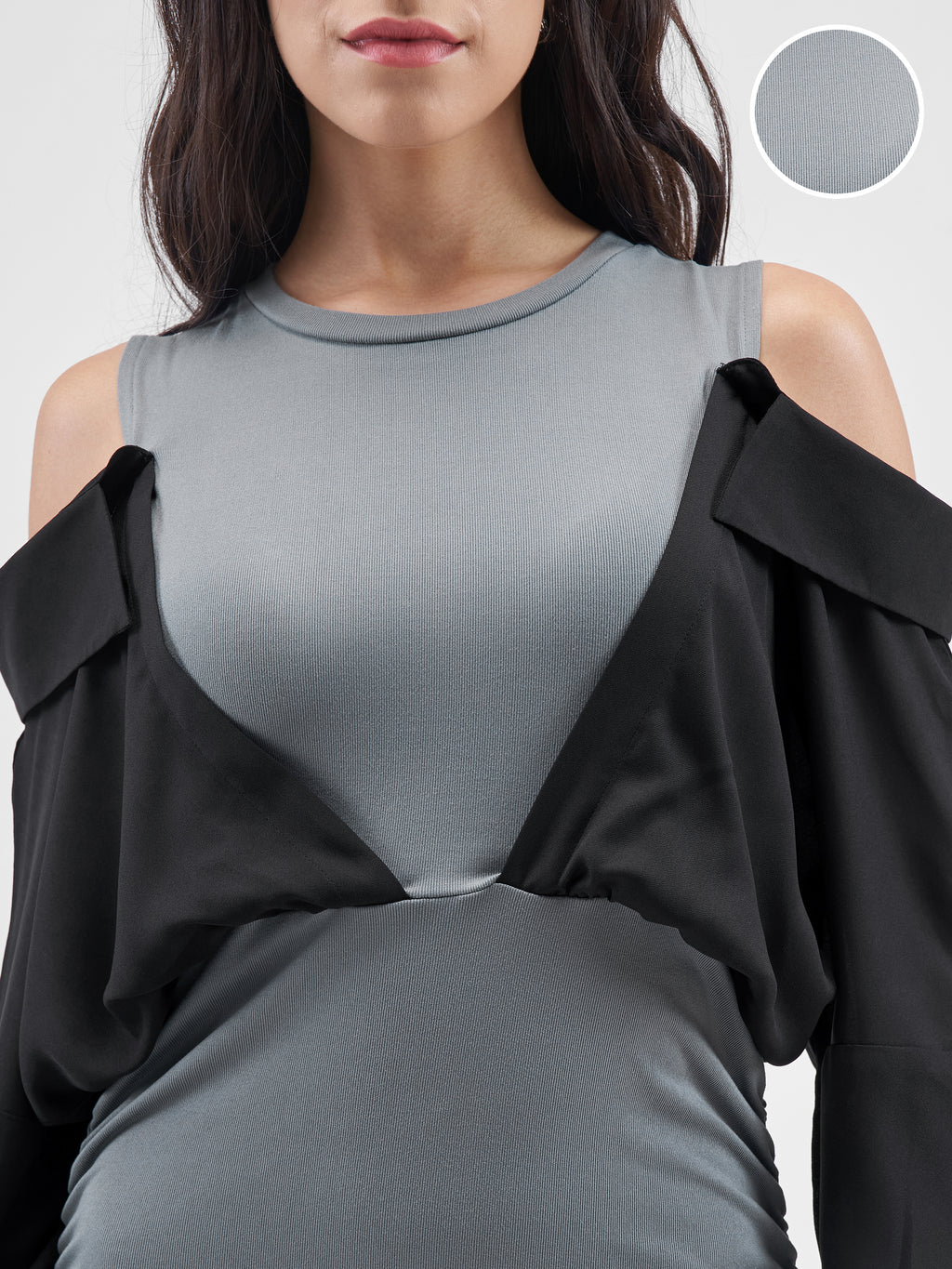 Tokyo Talkies Women Grey Solid Sheath Dress - Grey - Image 5