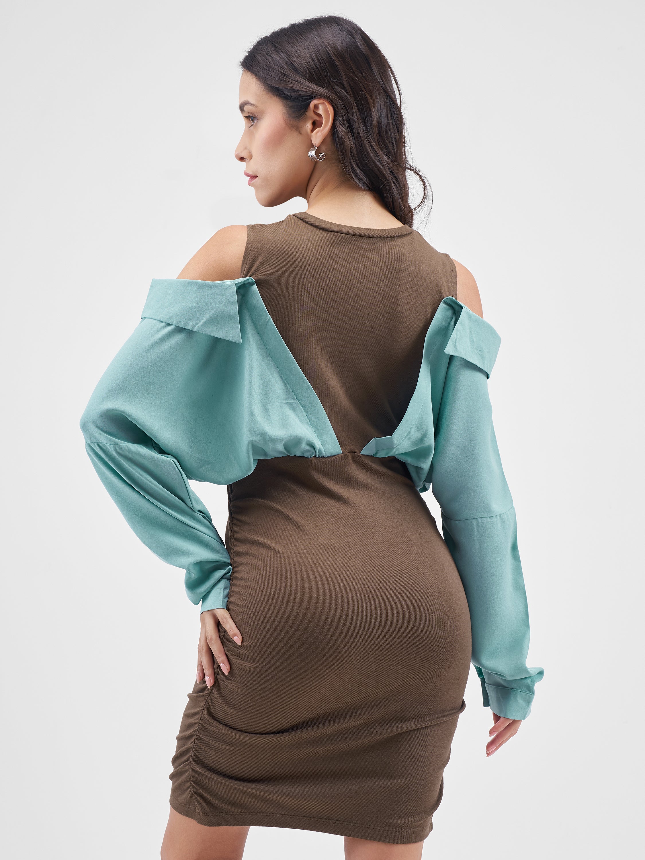 Tokyo Talkies Women Brown Solid Sheath Dress - Brown - Image 3