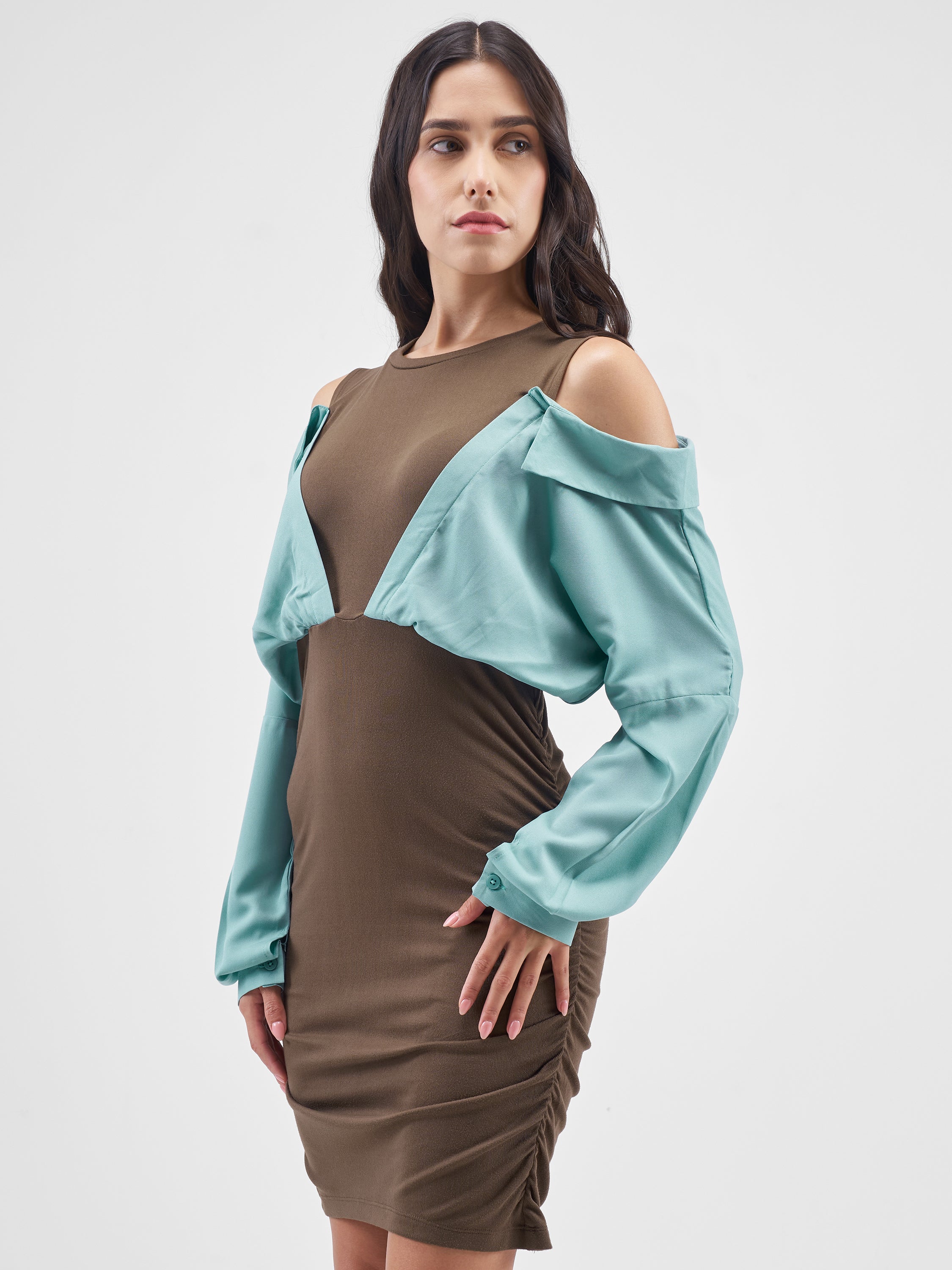 Tokyo Talkies Women Brown Solid Sheath Dress - Brown - Image 4