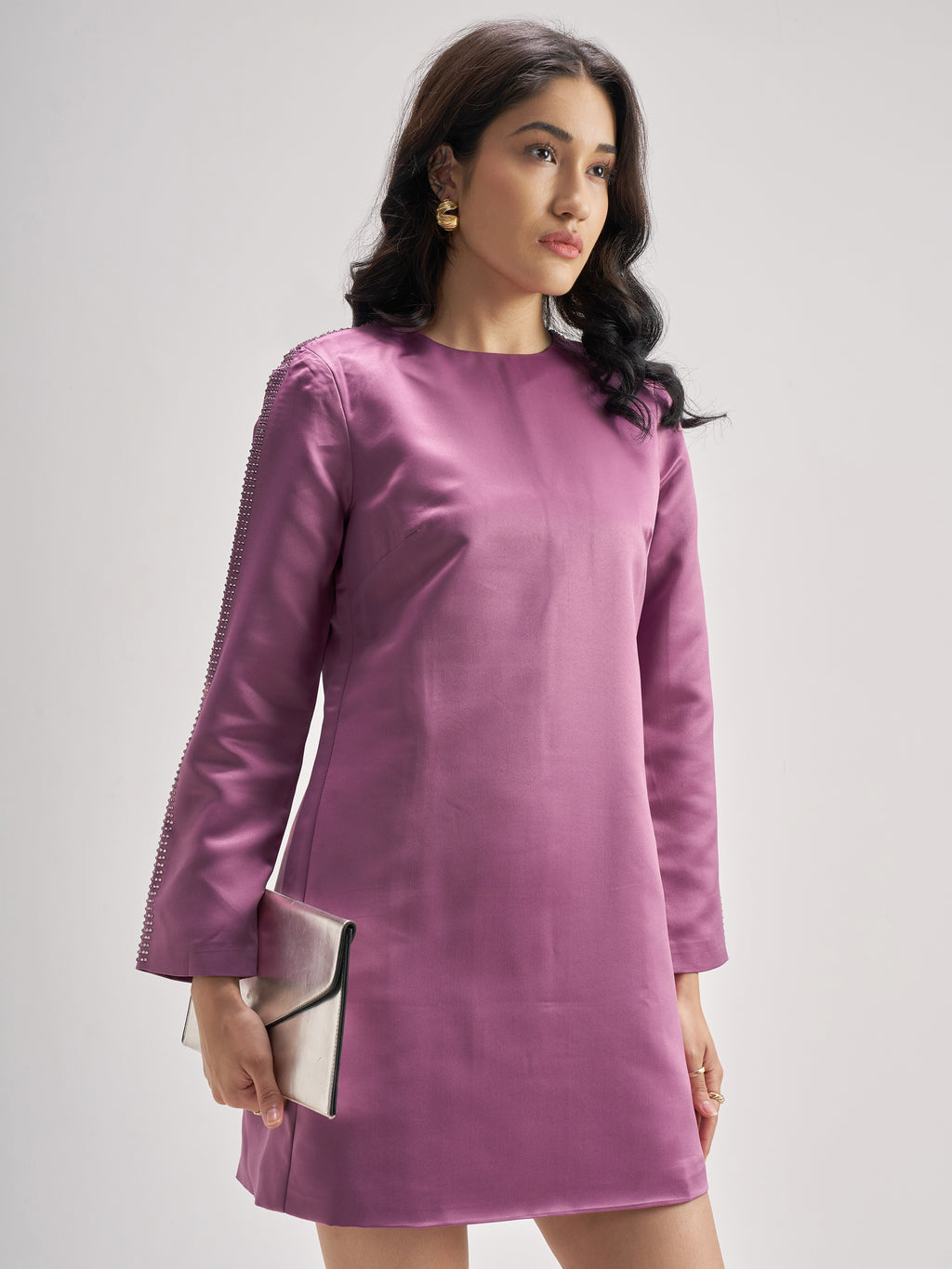 Tokyo Talkies Women Purple Solid Sheath Dress - Purple - Image 6