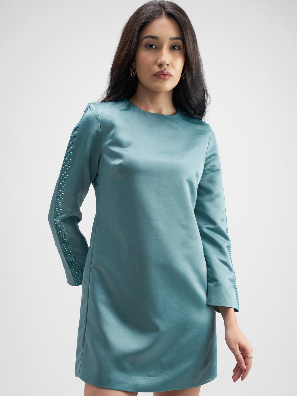 Tokyo Talkies Women Blue Solid Sheath Dress - Blue - Image 1