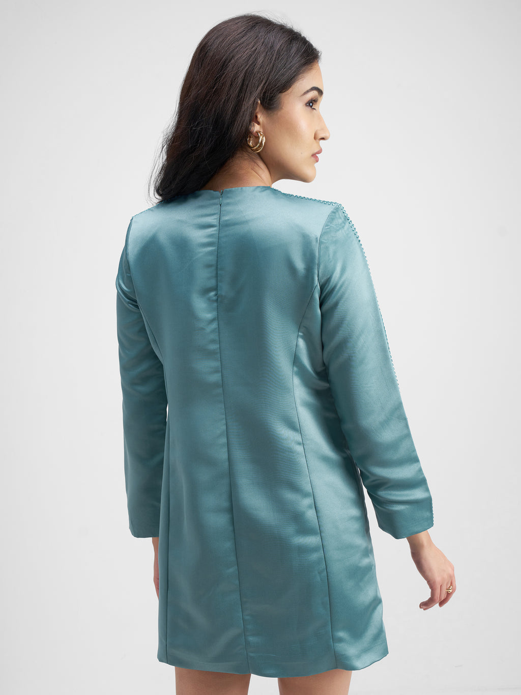 Tokyo Talkies Women Blue Solid Sheath Dress - Blue - Image 3
