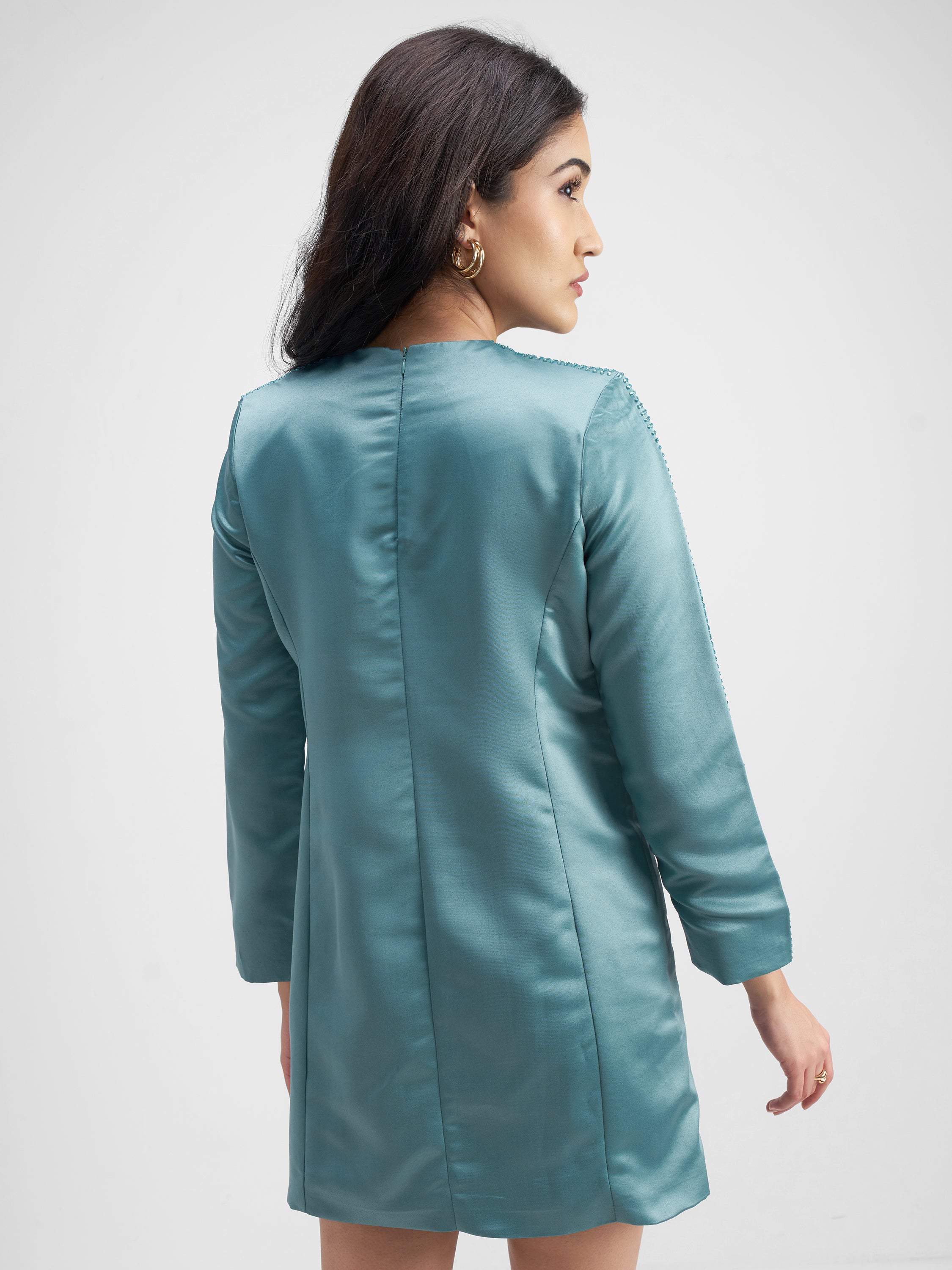 Tokyo Talkies Women Blue Solid Sheath Dress - Blue - Image 3