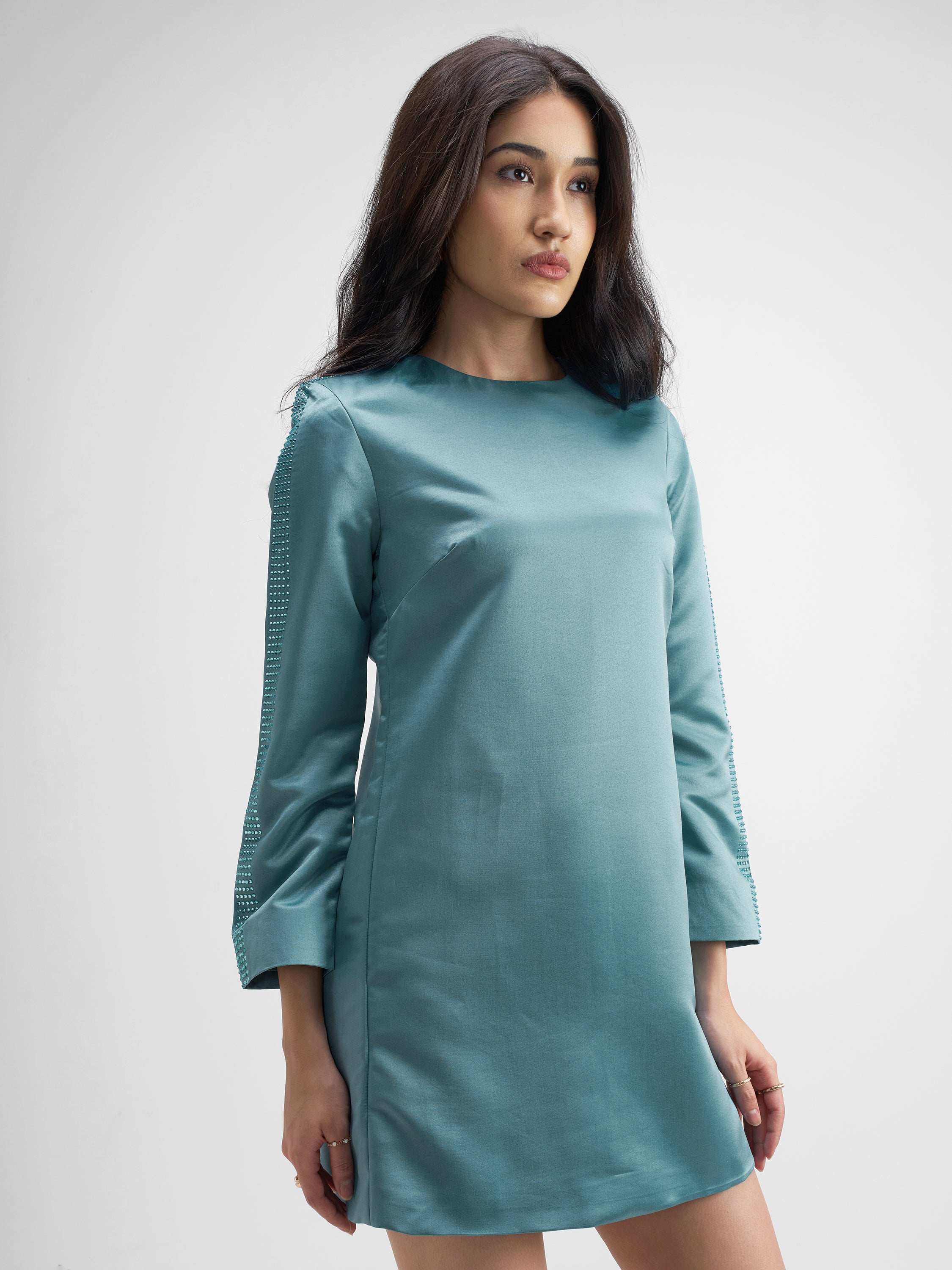 Tokyo Talkies Women Blue Solid Sheath Dress - Blue - Image 6