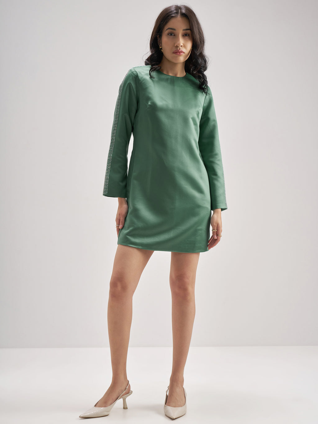 Tokyo Talkies Women Green Solid Sheath Dress - Green - Image 2
