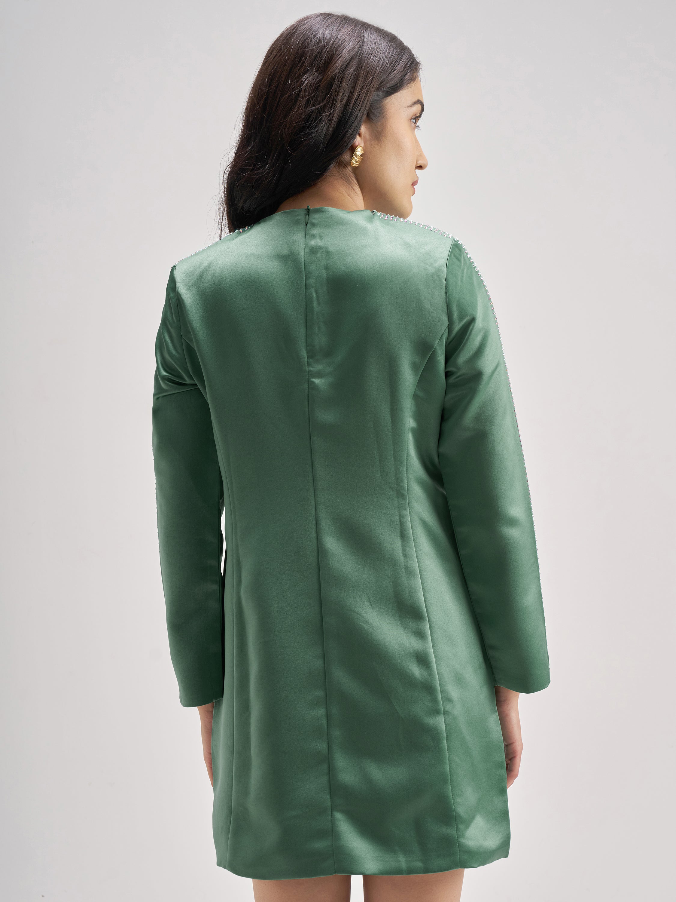 Tokyo Talkies Women Green Solid Sheath Dress - Green - Image 3