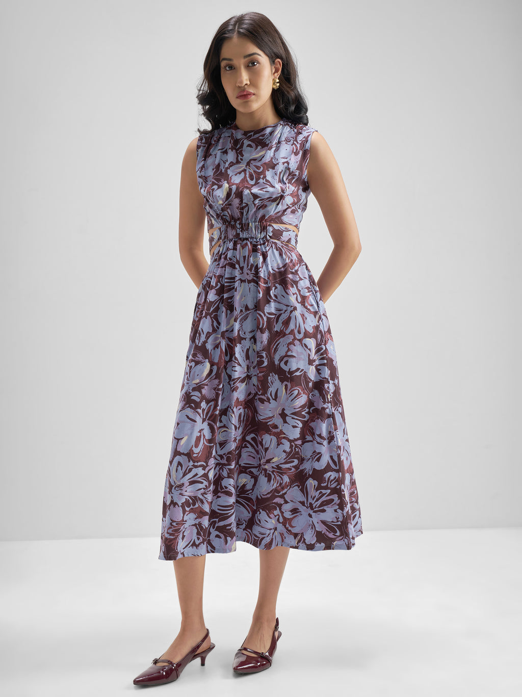 Tokyo Talkies Women Brown Printed Fit and Flare Dress - Brown - Image 2