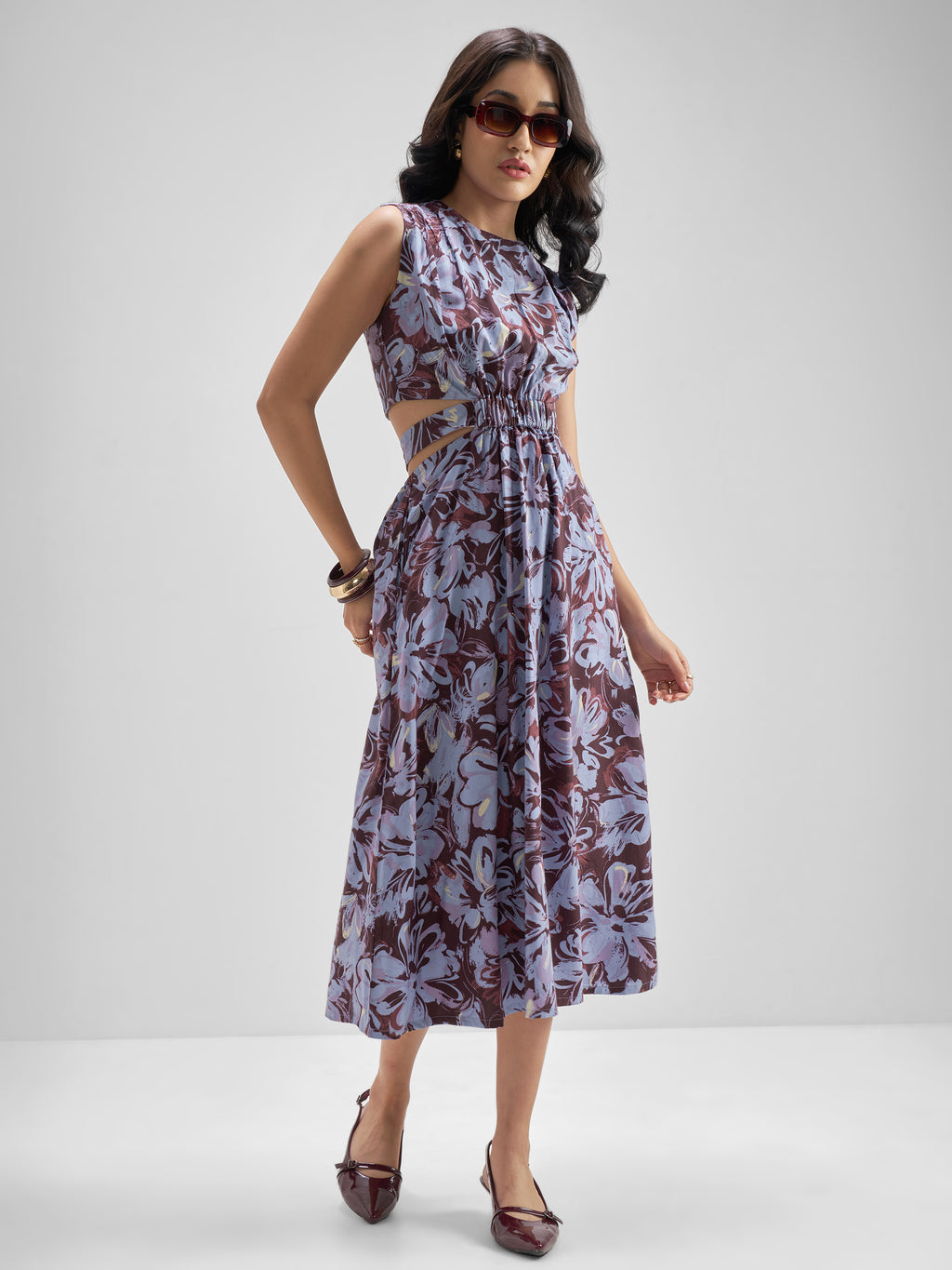 Tokyo Talkies Women Brown Printed Fit and Flare Dress - Brown - Image 4