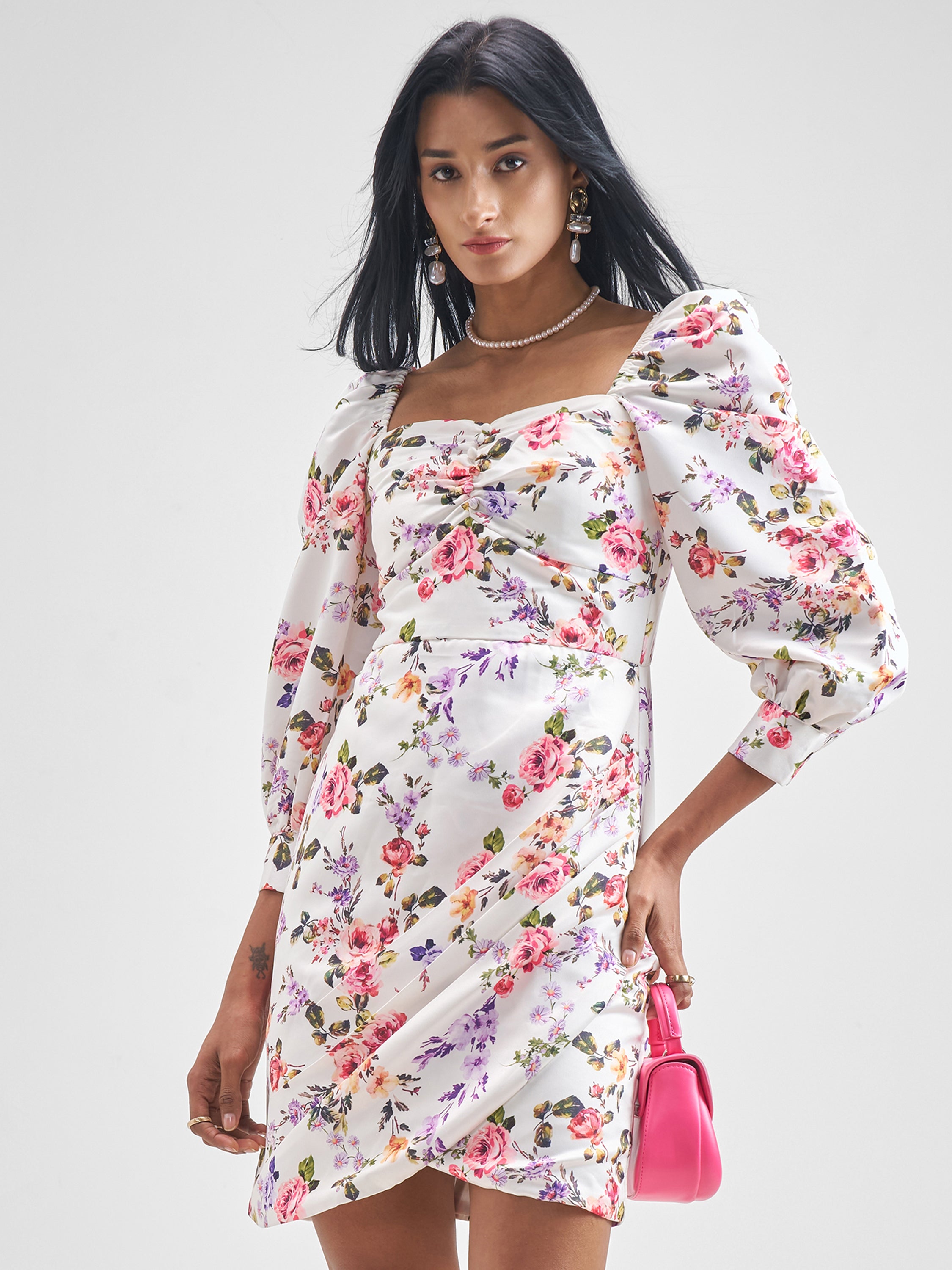Tokyo Talkies Women White Printed Bodycon Dress - White - Image 1