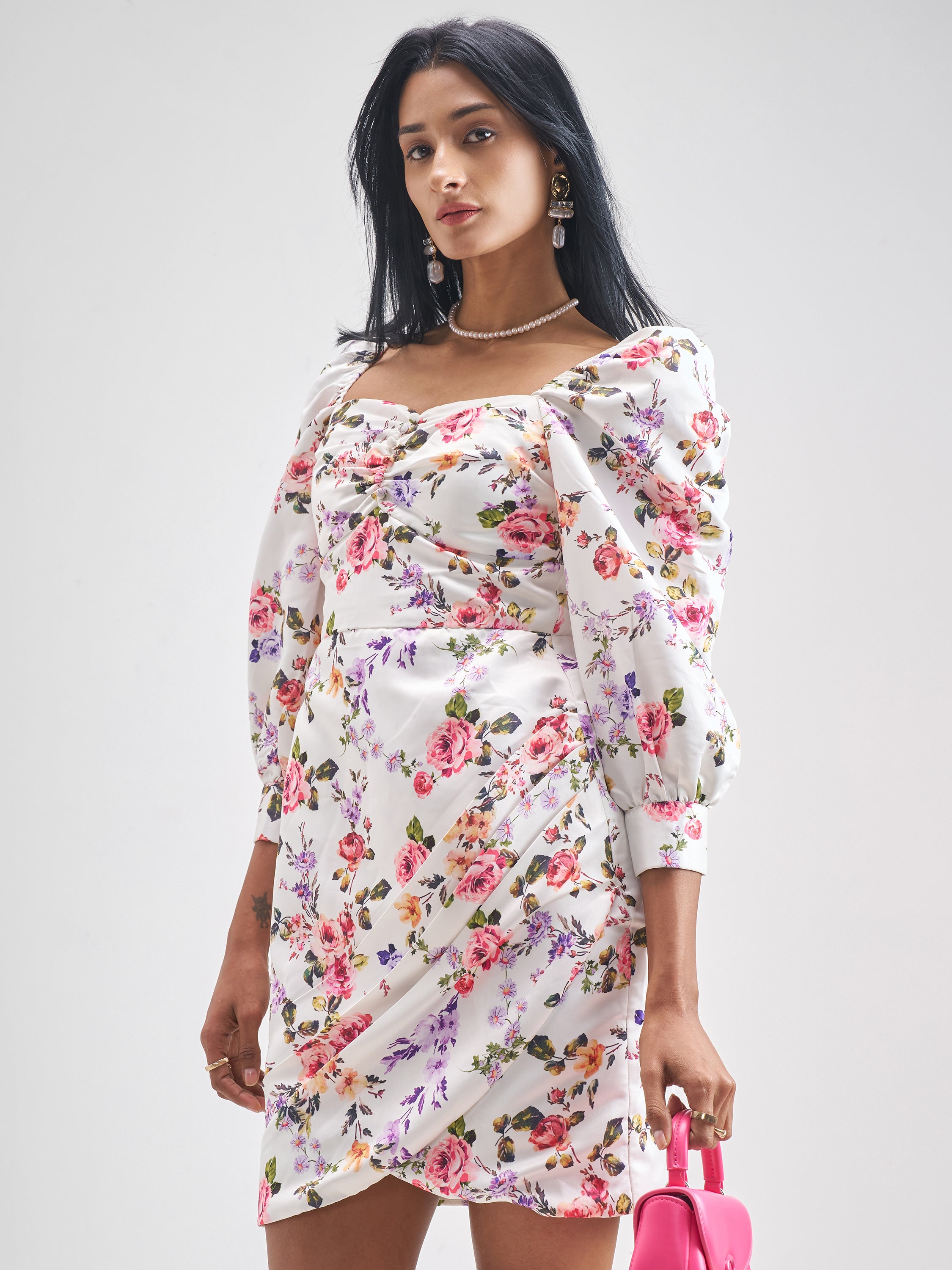 Tokyo Talkies Women White Printed Bodycon Dress - White - Image 4