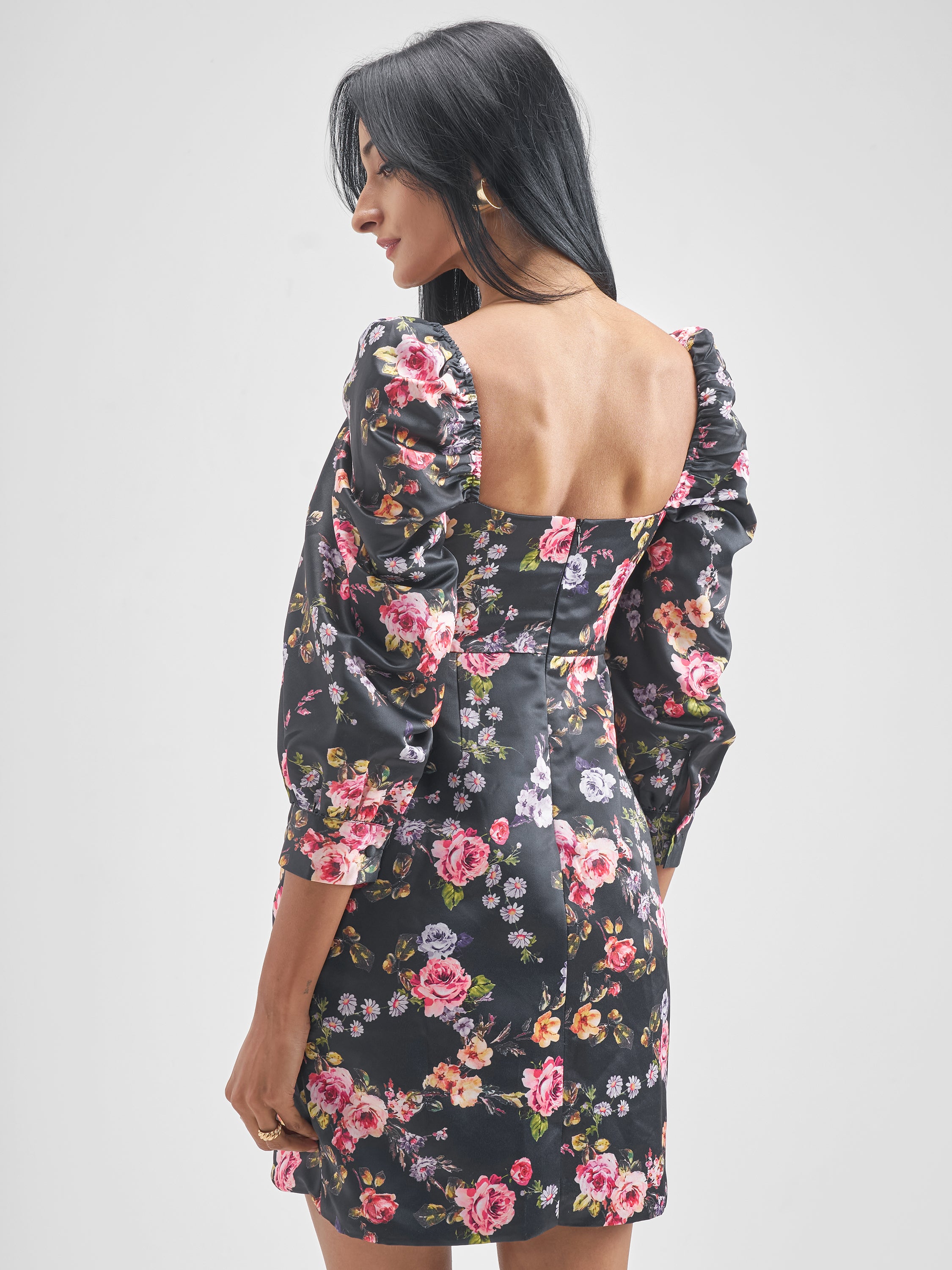 Tokyo Talkies Women Black Printed Bodycon Dress - Black - Image 3