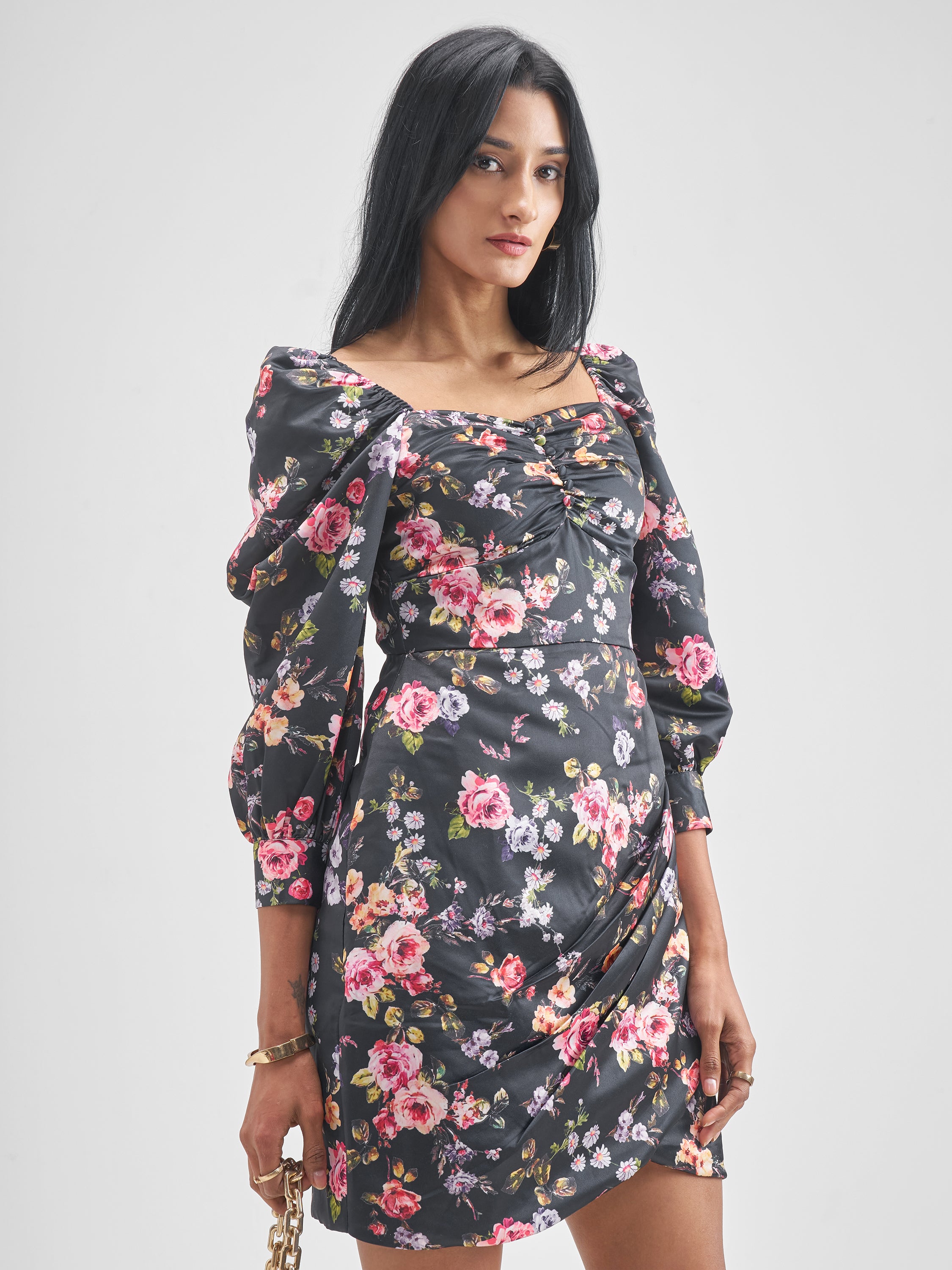 Tokyo Talkies Women Black Printed Bodycon Dress - Black - Image 6