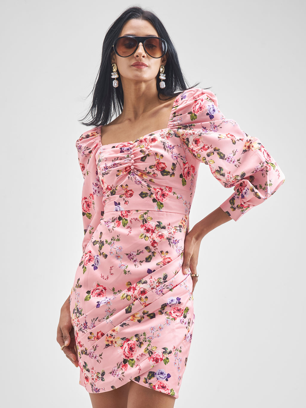 Tokyo Talkies Women Pink Printed Bodycon Dress - Pink - Image 1