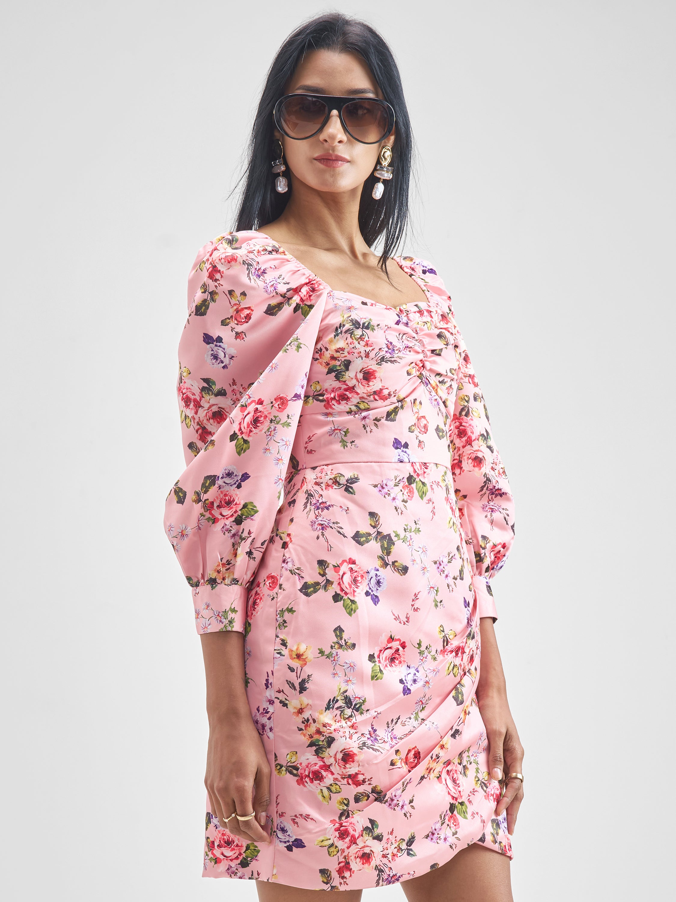 Tokyo Talkies Women Pink Printed Bodycon Dress - Pink - Image 6