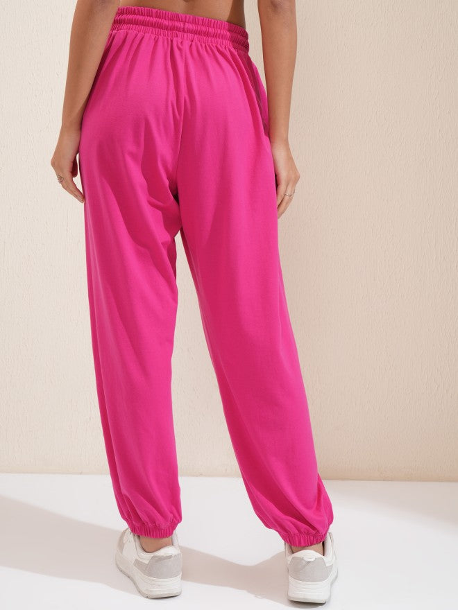 Tokyo Talkies Women Pink Solid Regular Fit Joggers - Pink - Image 3