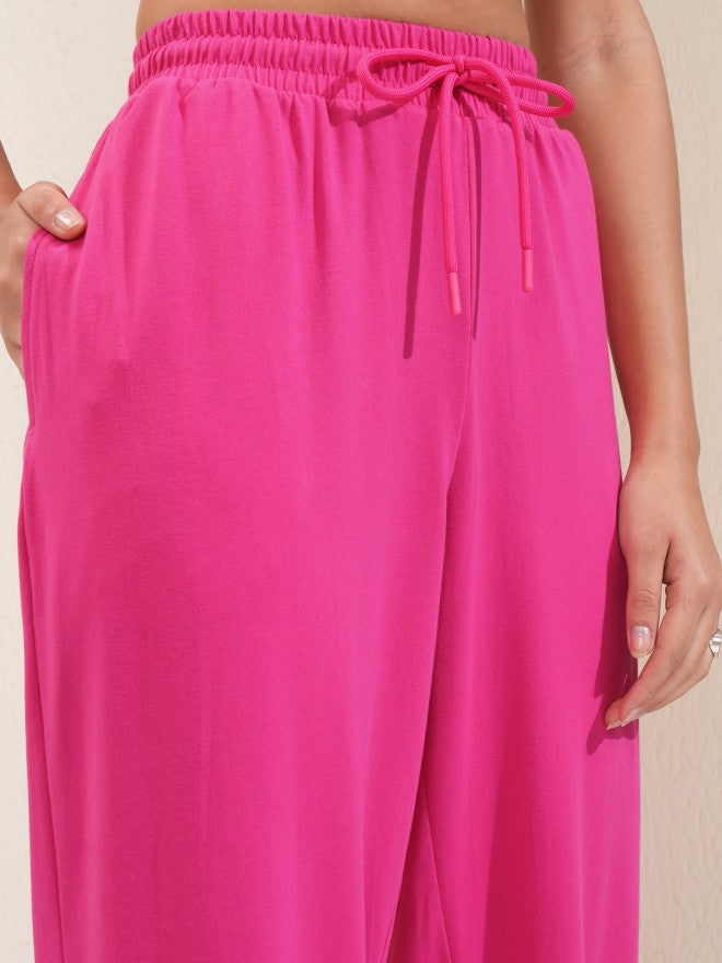 Tokyo Talkies Women Pink Solid Regular Fit Joggers - Pink - Image 5