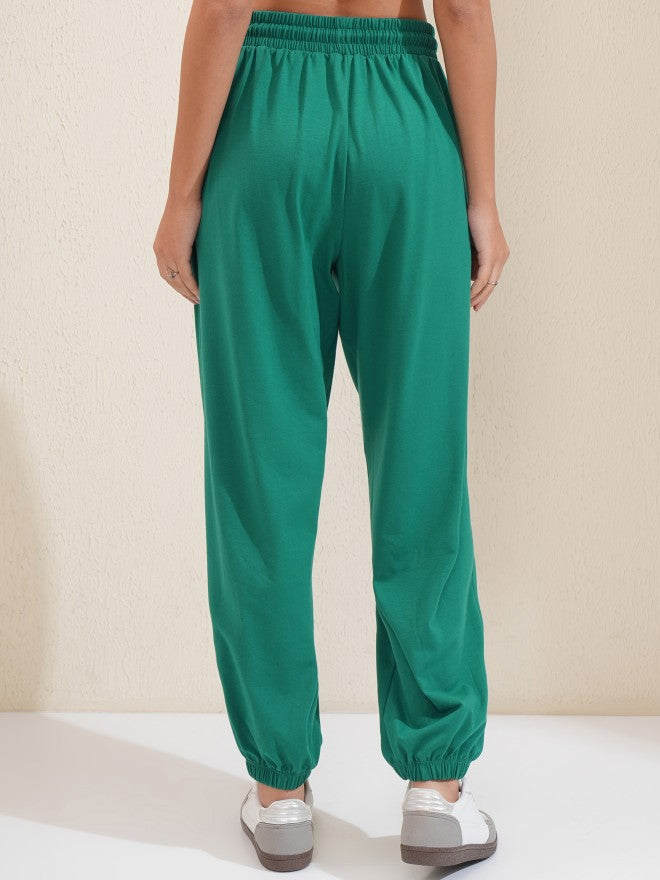 Tokyo Talkies Women Green Solid Regular Fit Joggers - Green - Image 3