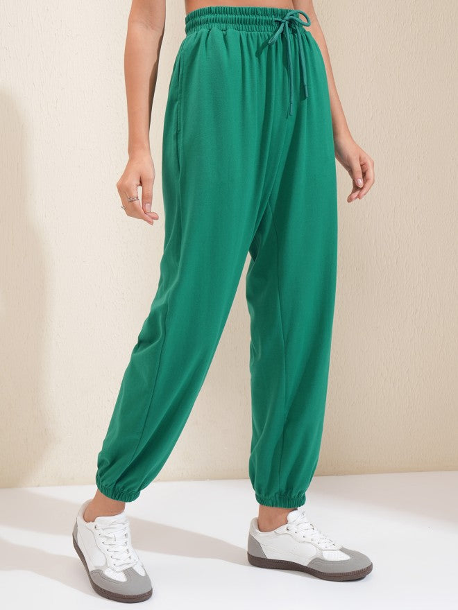 Tokyo Talkies Women Green Solid Regular Fit Joggers - Green - Image 6