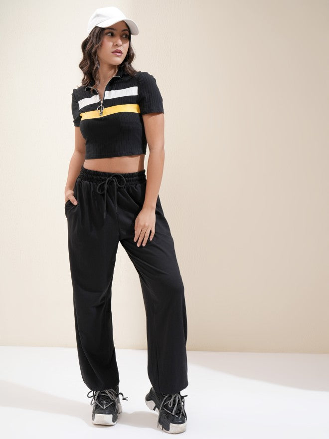 Tokyo Talkies Women Black Solid Regular Fit Joggers - Black - Image 2