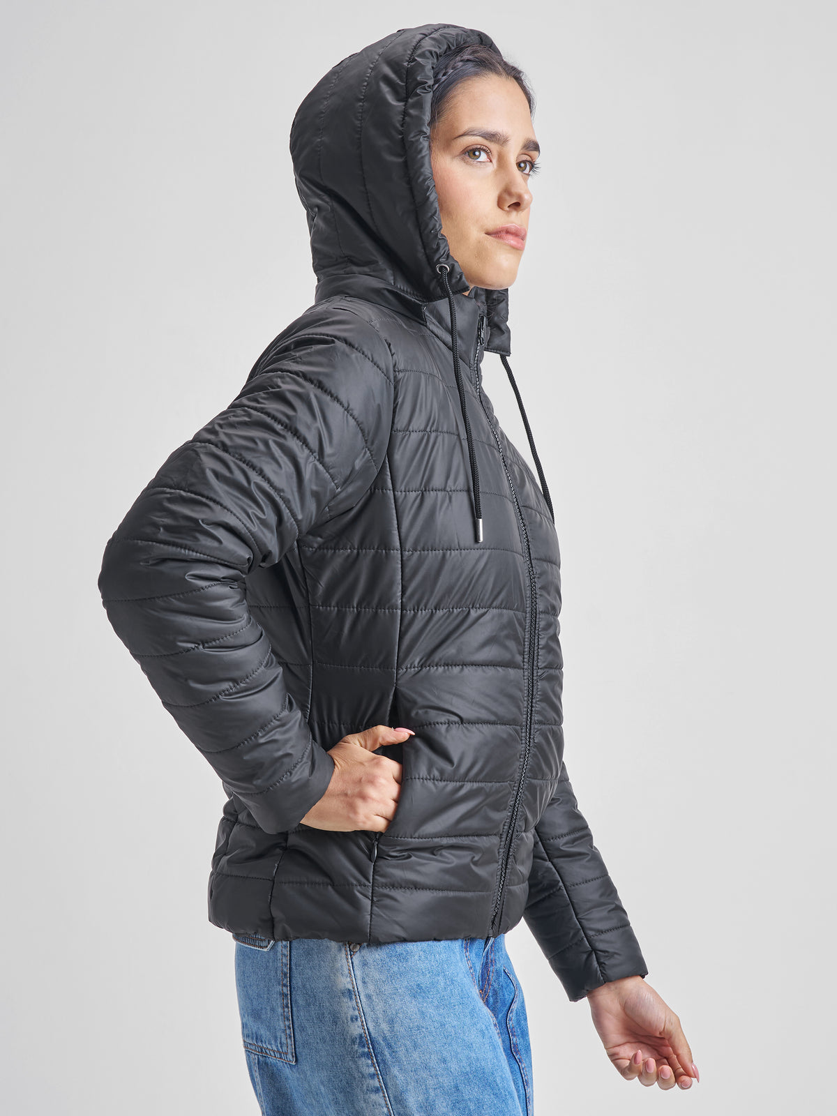 Tokyo Talkies Women Black Puffer Jacket - Black - Image 6