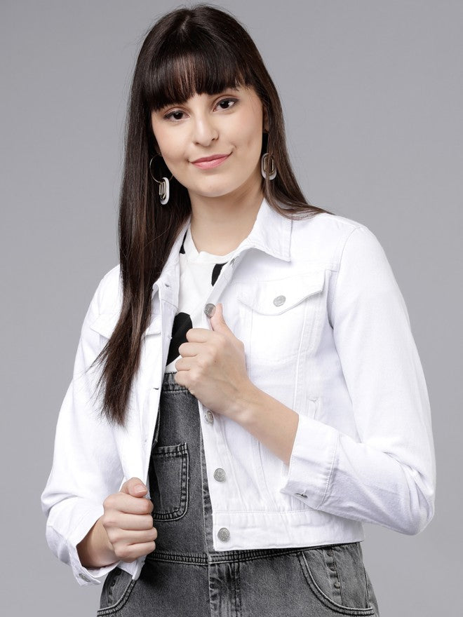 Tokyo Talkies Women White Denim Jacket - White - Image 1