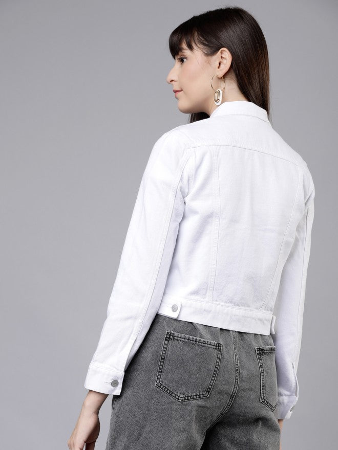 Tokyo Talkies Women White Denim Jacket - White - Image 3