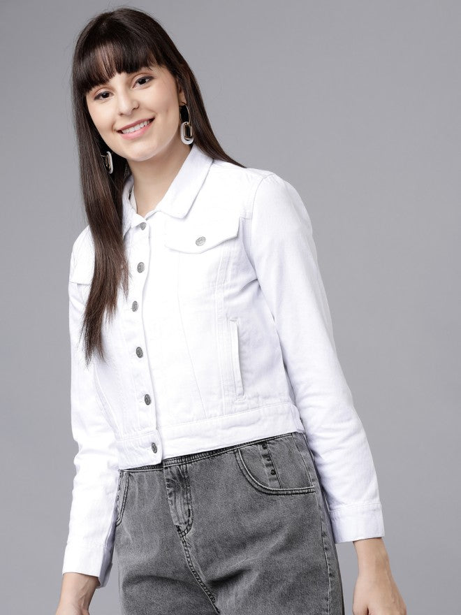 Tokyo Talkies Women White Denim Jacket - White - Image 4