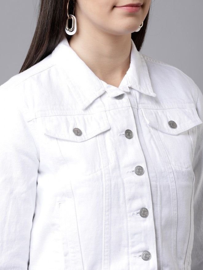 Tokyo Talkies Women White Denim Jacket - White - Image 5
