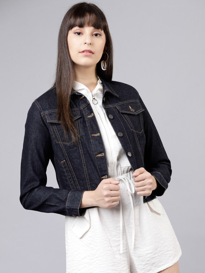 Tokyo Talkies Women Blue Denim Jacket - Blue - Image 1