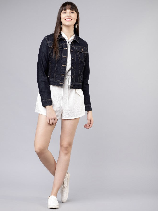 Tokyo Talkies Women Blue Denim Jacket - Blue - Image 2