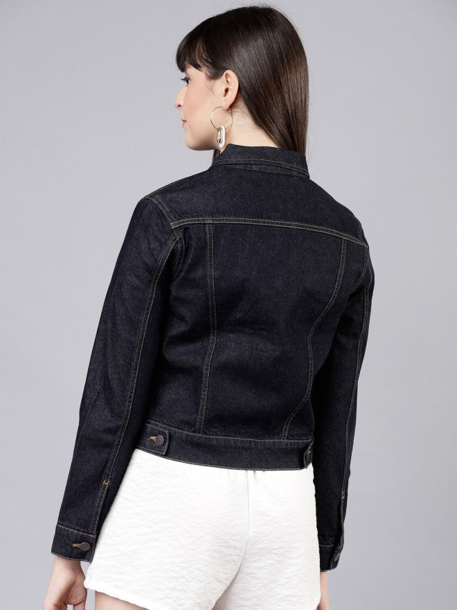 Tokyo Talkies Women Blue Denim Jacket - Blue - Image 3