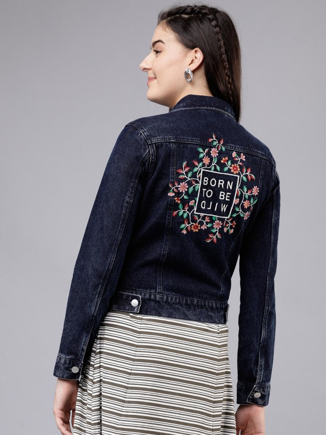 Tokyo Talkies Women Blue Denim Jacket - Blue - Image 3