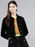 Tokyo Talkies Women Black Denim Jacket - Black - Image 1