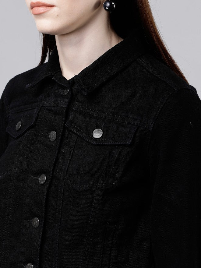 Tokyo Talkies Women Black Denim Jacket - Black - Image 5
