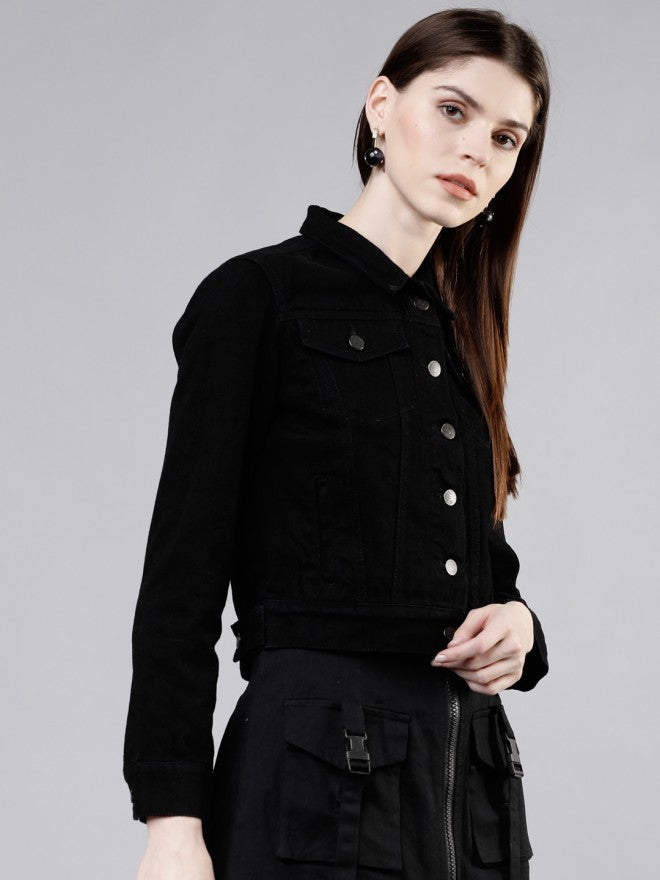 Tokyo Talkies Women Black Denim Jacket - Black - Image 6
