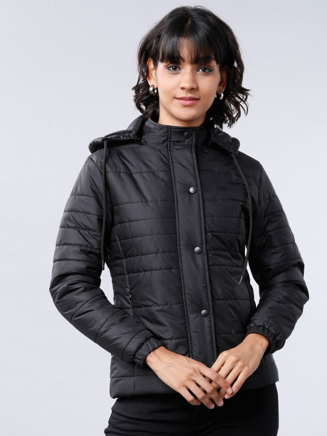 Tokyo Talkies Women Black Puffer Jacket - Black - Image 1