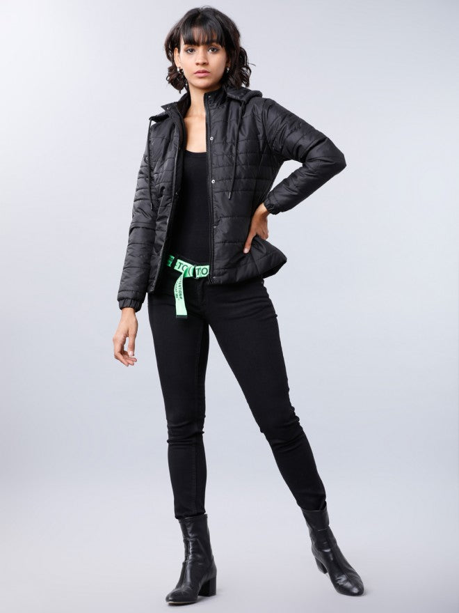 Tokyo Talkies Women Black Puffer Jacket - Black - Image 5