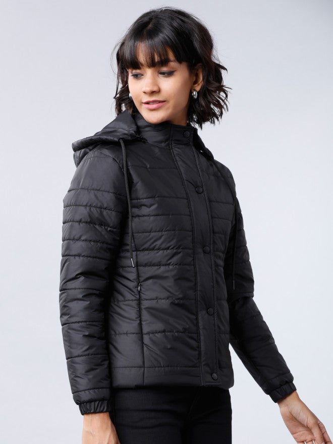 Tokyo Talkies Women Black Puffer Jacket - Black - Image 6
