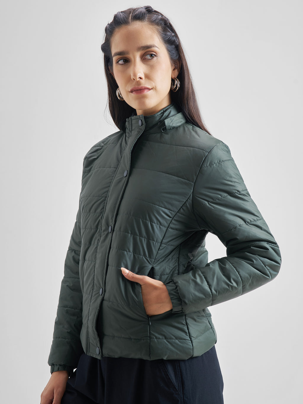 Forest Regular Fit Puffer Jacket - Green - Image 4