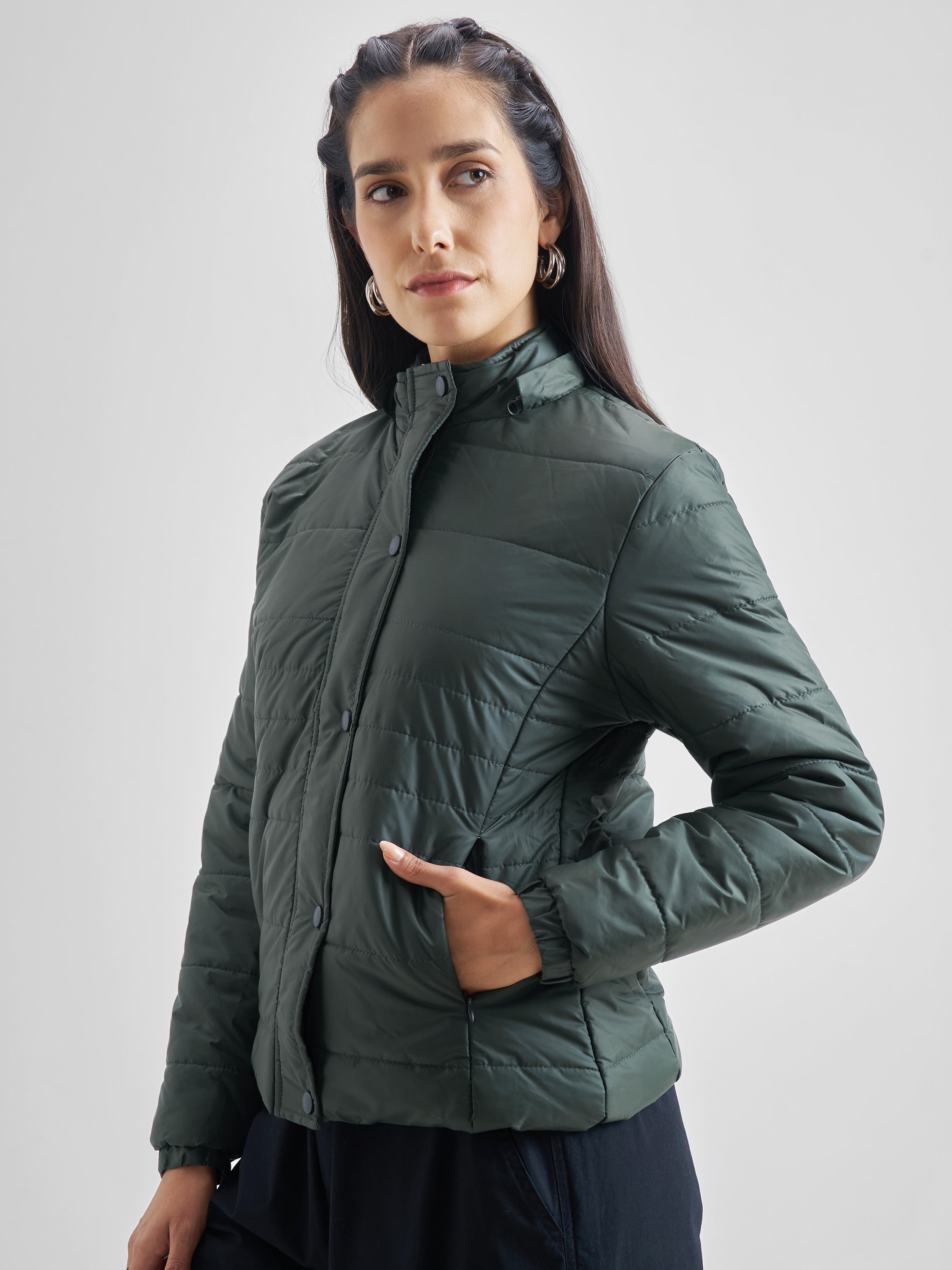 Forest Regular Fit Puffer Jacket - Green - Image 4