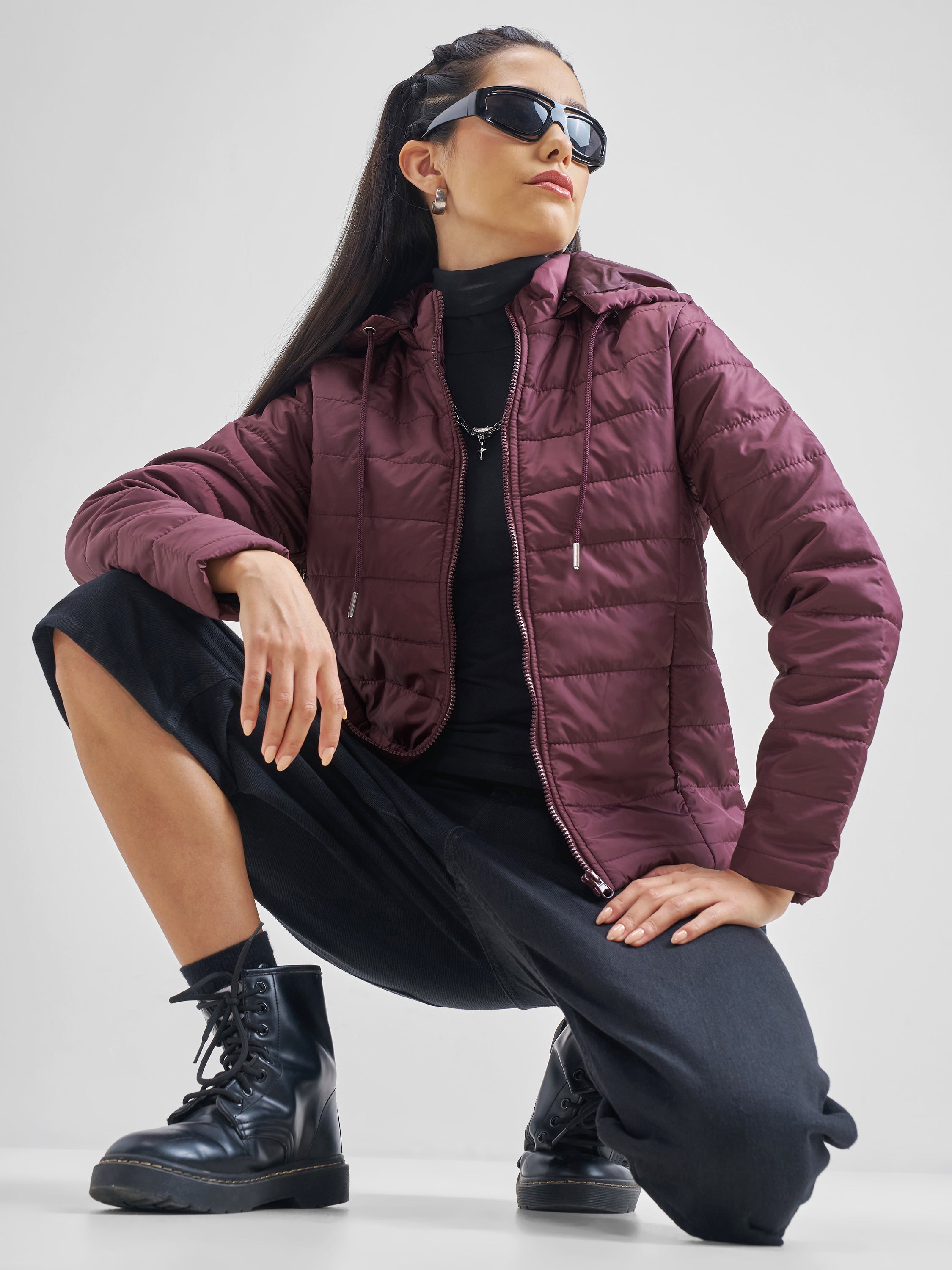 Burgandy Regular Fit Puffer Jacket - Burgundy - Image 2