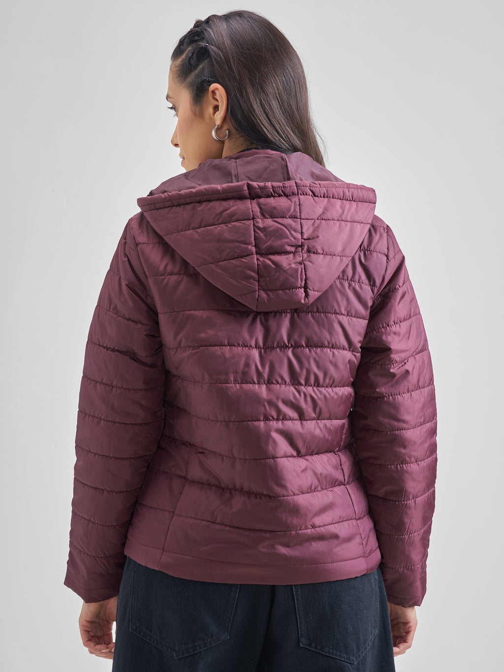 Burgandy Regular Fit Puffer Jacket - Burgundy - Image 3