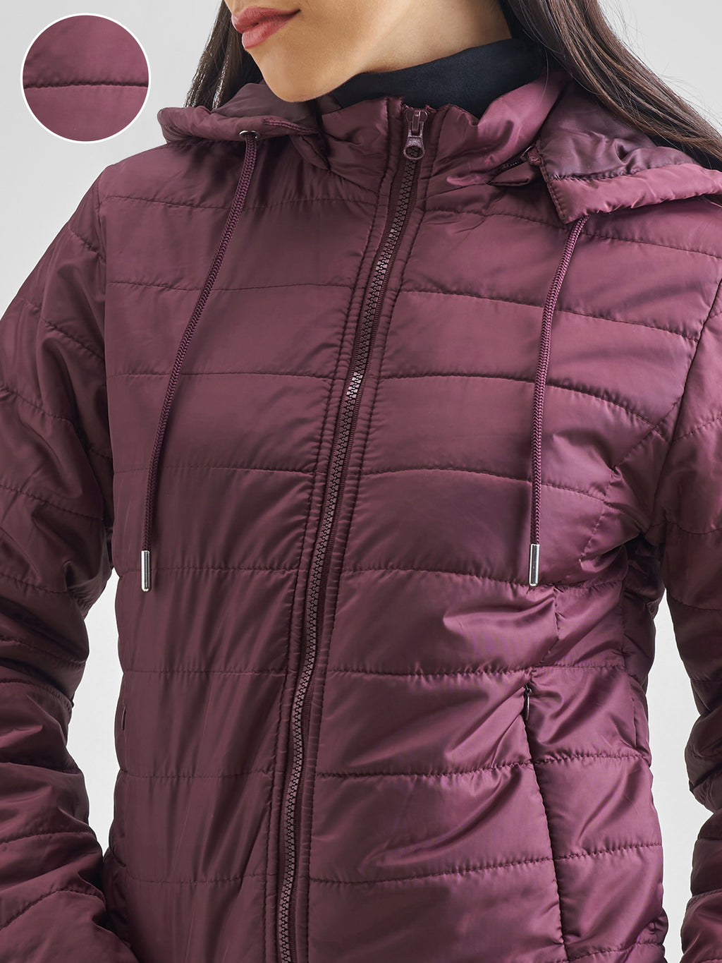 Burgandy Regular Fit Puffer Jacket - Burgundy - Image 5