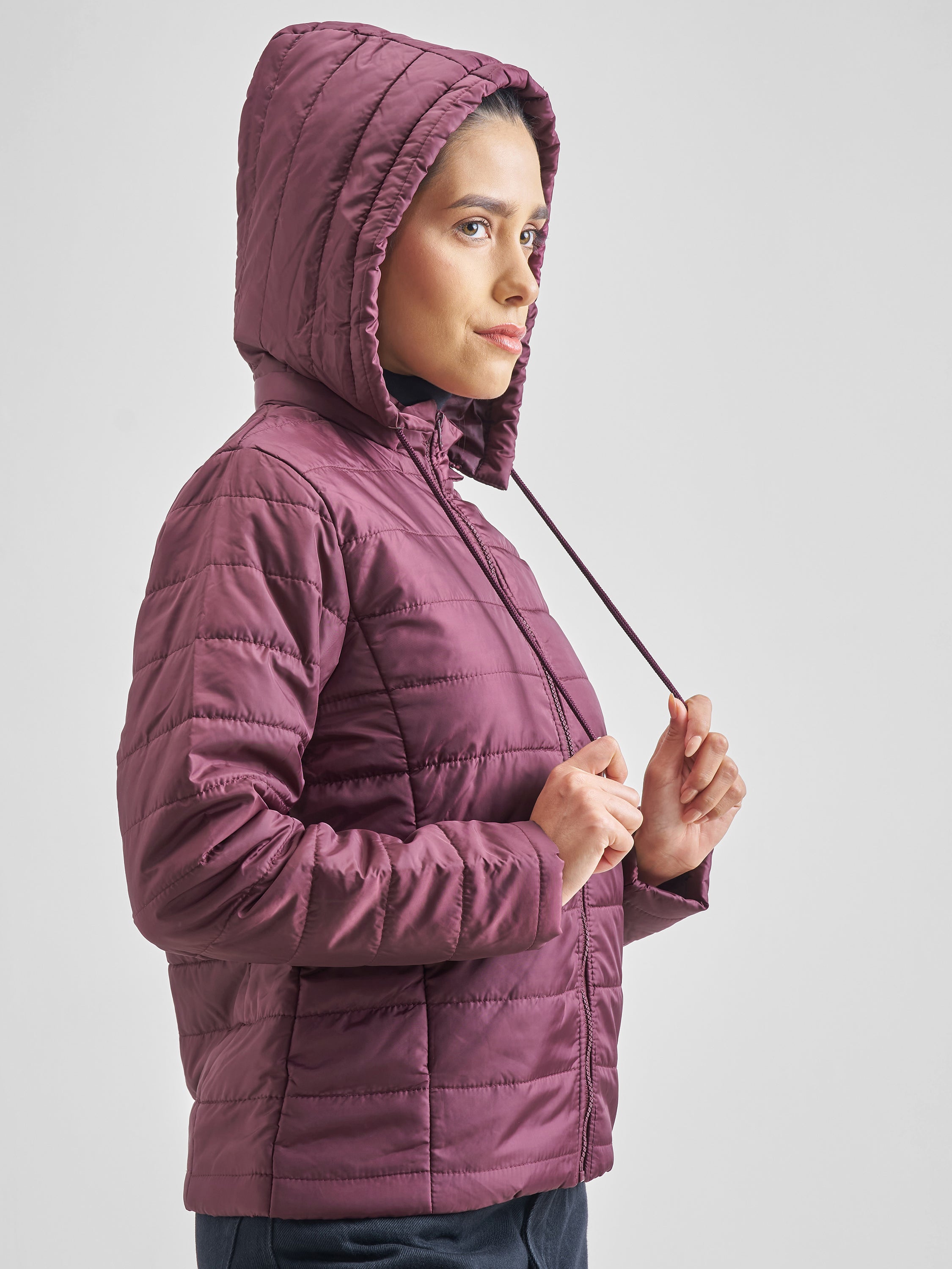Burgandy Regular Fit Puffer Jacket - Burgundy - Image 6