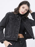 Tokyo Talkies Women Grey Denim Jacket - Grey - Image 1